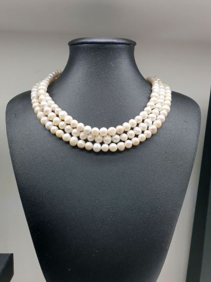 Picture of silver  handmade  necklace with natural pearls
